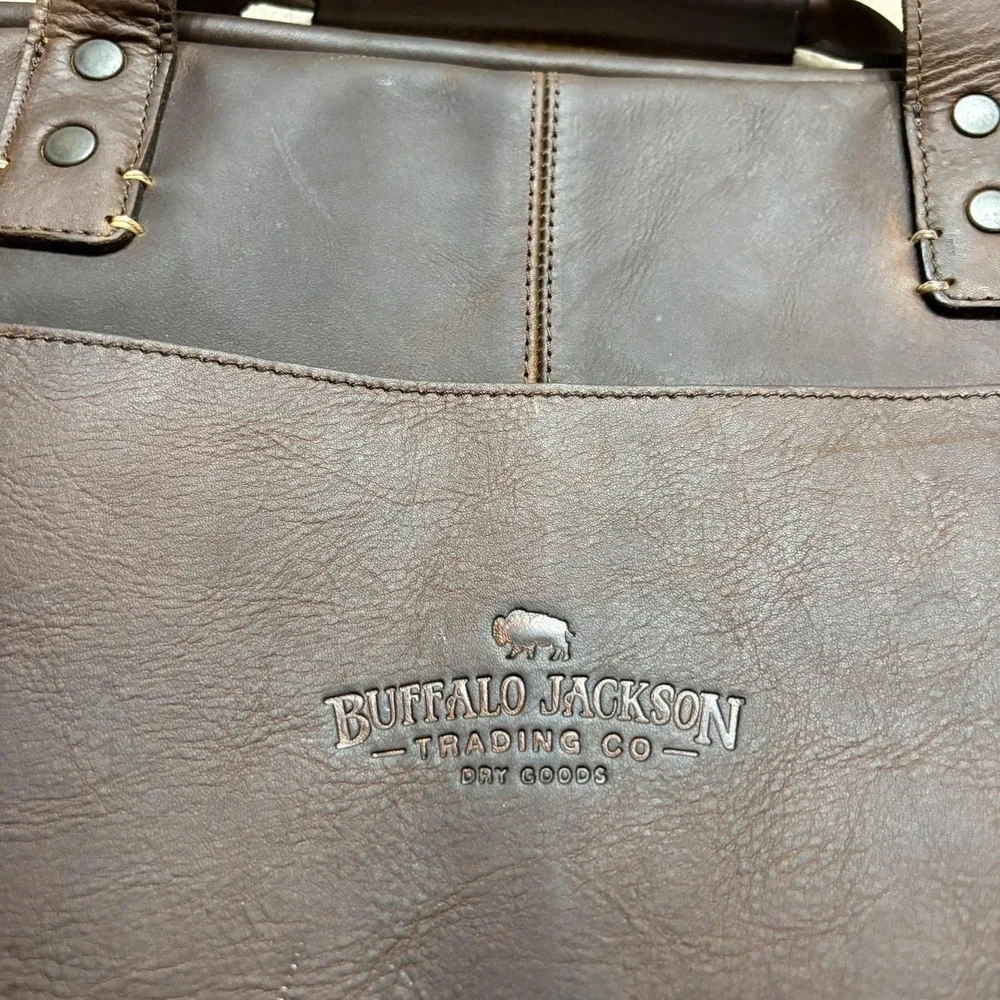 Buffalo Jackson Mahogany Brown Leather Laptop Bag Case Briefcase Messenger Strap